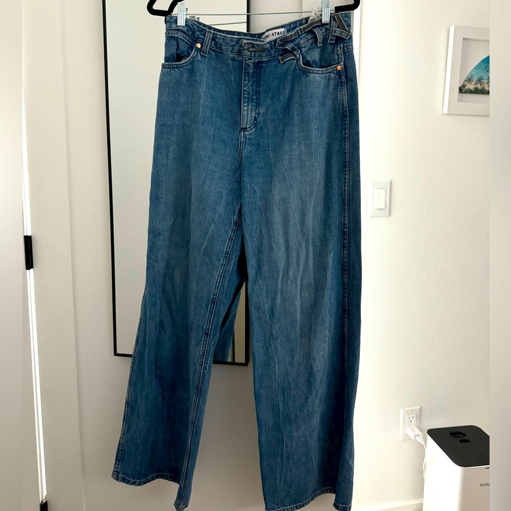 Wrangler x Staud Wide Leg Dark Denim Jean, size 30, lightly worn